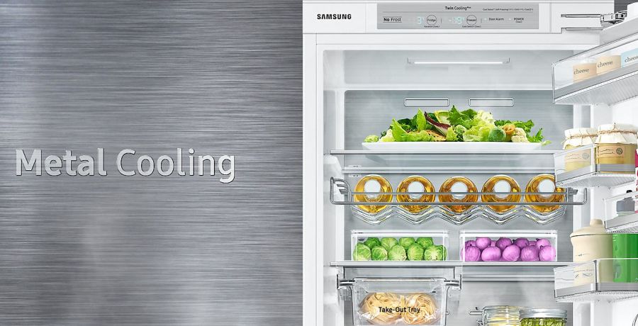 Охлаждение металла - в таких холодильниках задняя стенка изготовлена ​​из нержавеющей стали, что позволяет поддерживать достаточно низкую внутреннюю температуру