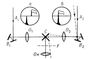 Схема, яка пояснює принцип дії далекоміра геометричного типу: AB - база, b - паралактичний кут, h - вимірювана відстань