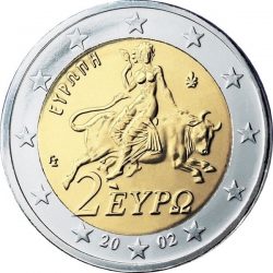 Також на монетах розміщений символ гравера грецького монетного двору (букви ΓΣ) і знак грецького МД